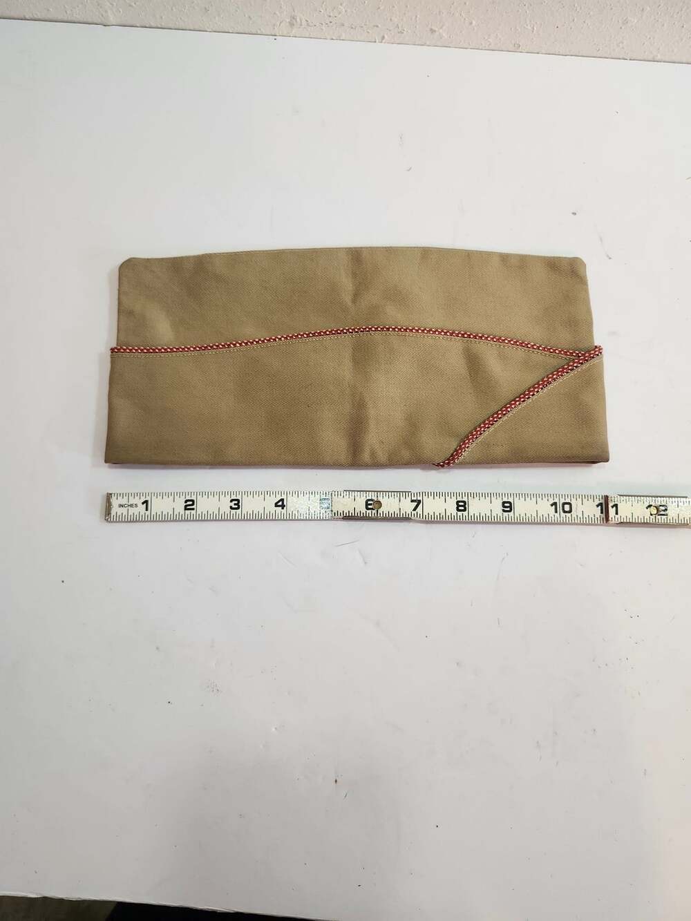 US Army Garrison Cap Size 7 Khaki Tan Overseas Hat Red Piping